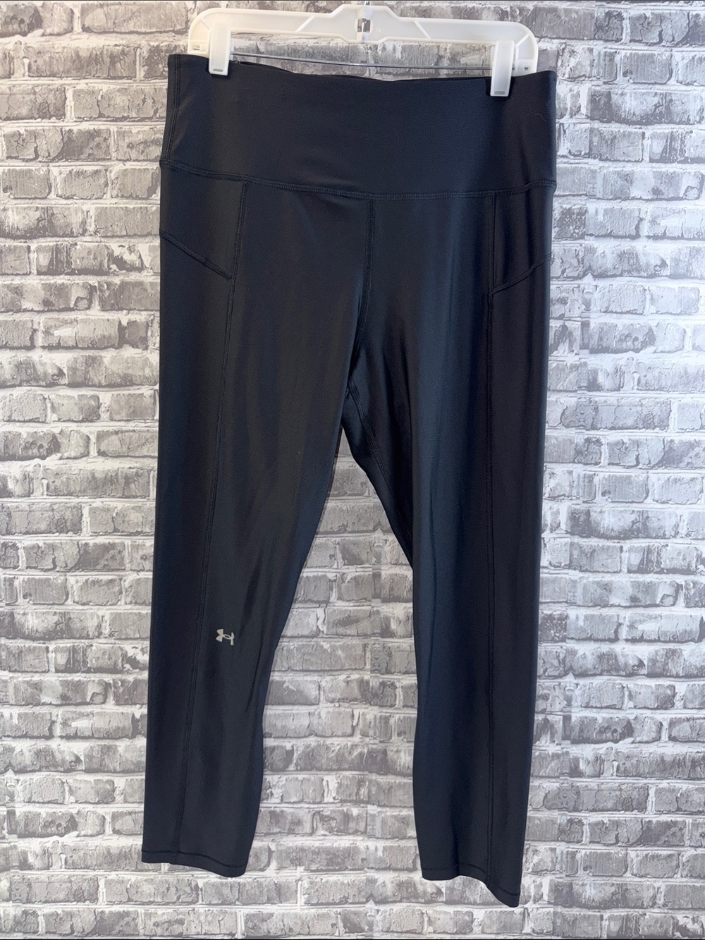 NWT Under Armour Black Athletic Leggings with Subtle Logo